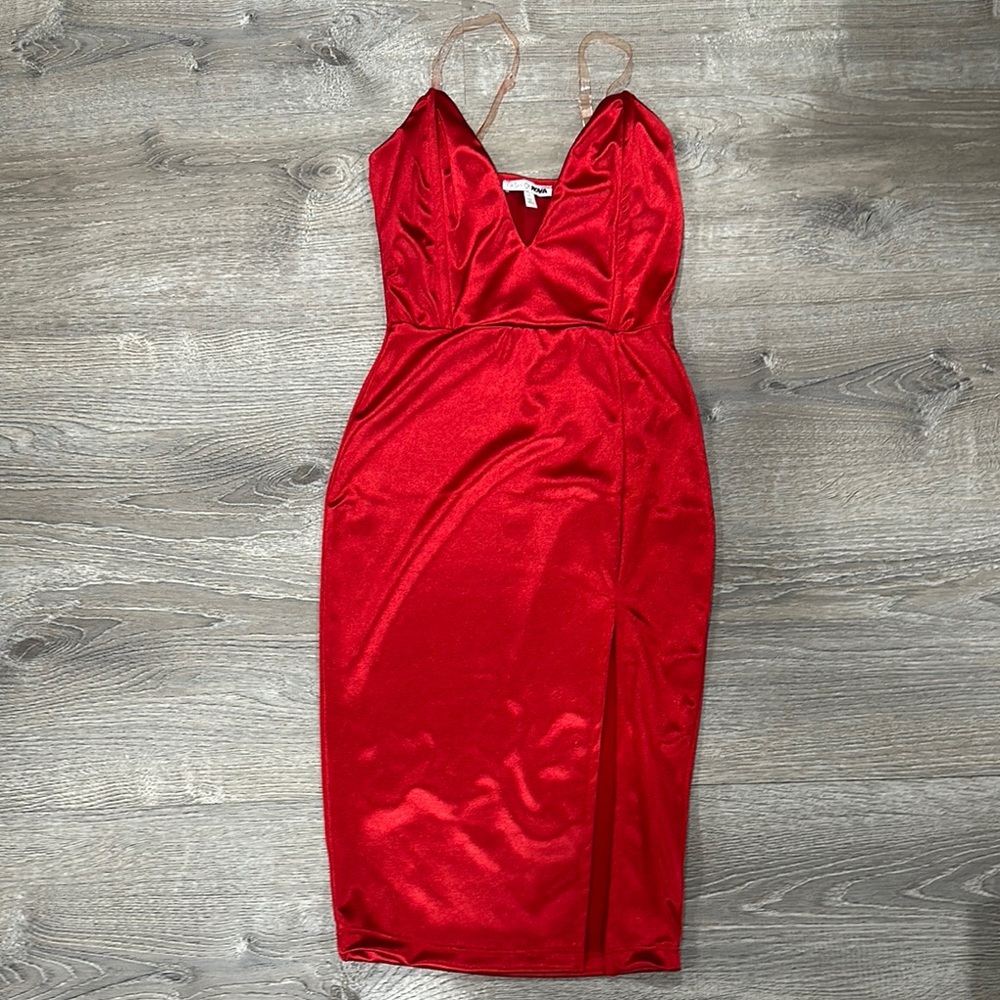 Elegant Red Satin Dress